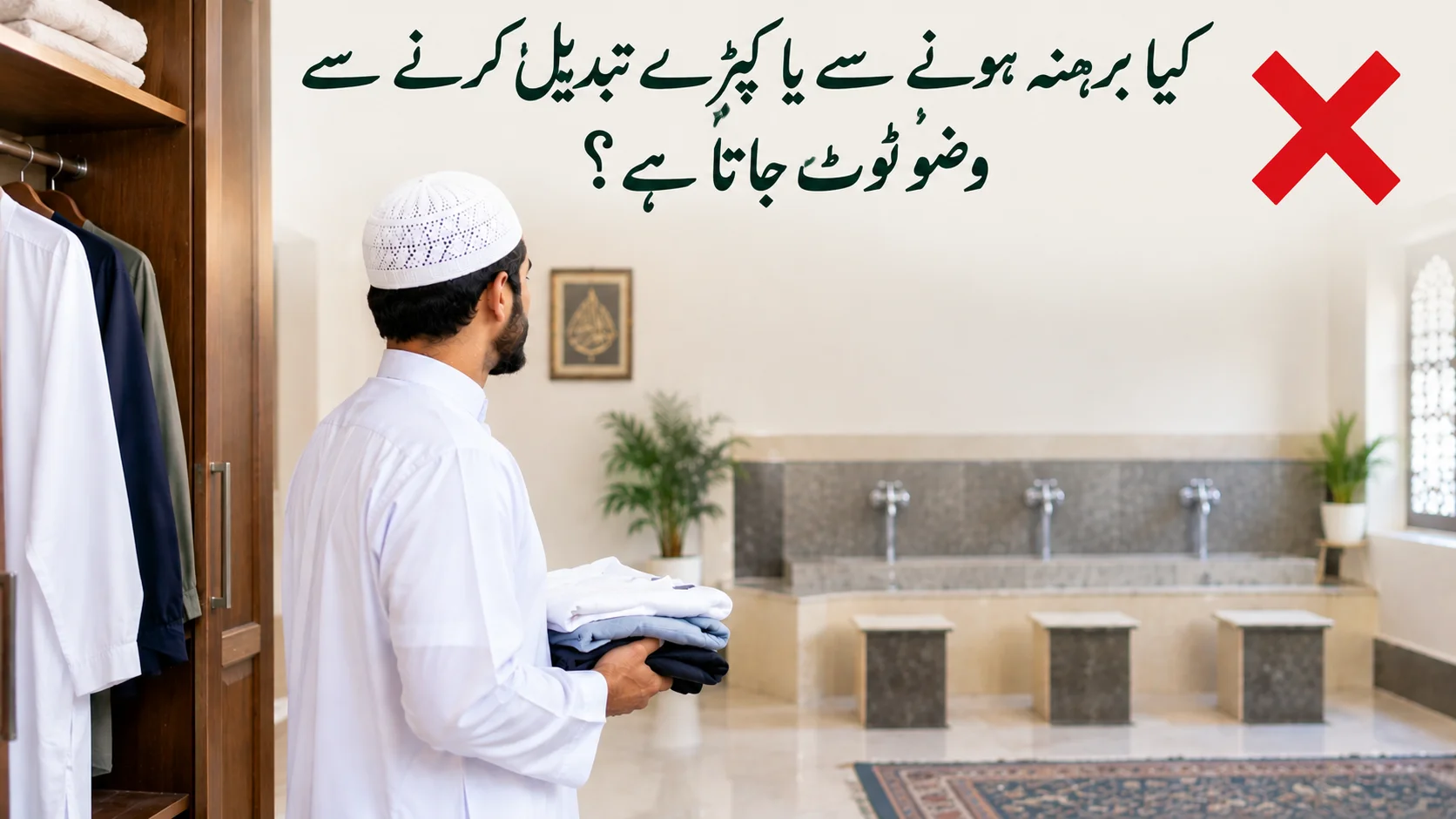 کیا برہنہ ہونے یا کپڑے تبدیل کرنے سے وضو ٹوٹ جاتا ہے؟